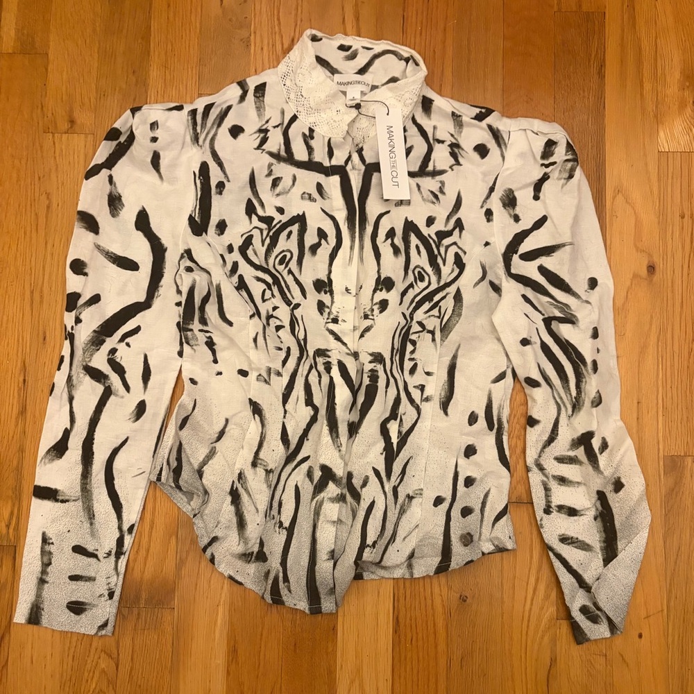 Making The Cut Gary Graham Black and White Patterned Women's Top